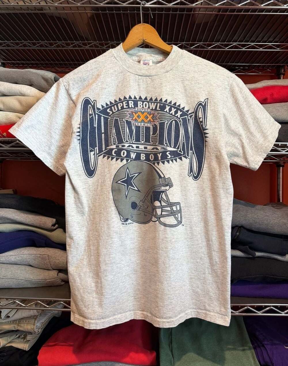 Logo 7 Dallas Cowboys Super Bowl XXX T-Shirt Medium Gray Vintage NFL